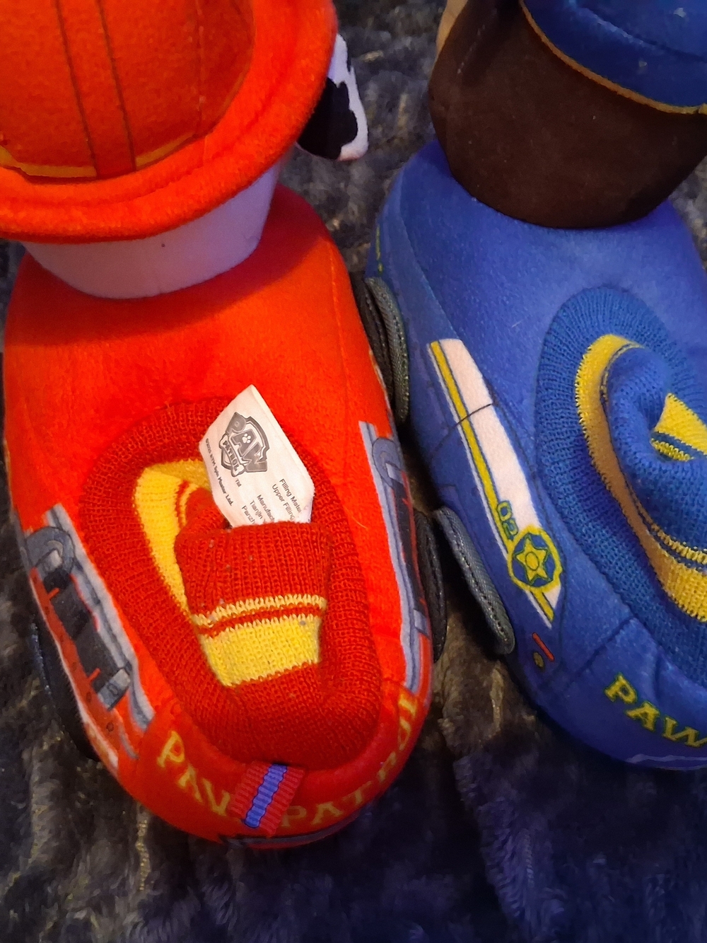 Paw Patrol Plush Slip-Ons in Bright Red and Blue